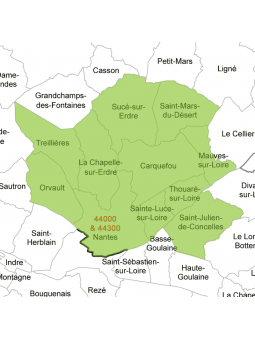 Consultations comportementaliste félin à Nantes zone 1 - carte